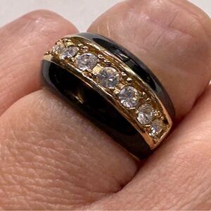 Elegant Black & Gold, with CZ Stones Ring